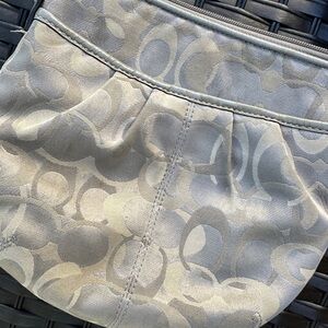 Coach authentic Gray/Silver fabric crossbody, zippered purse